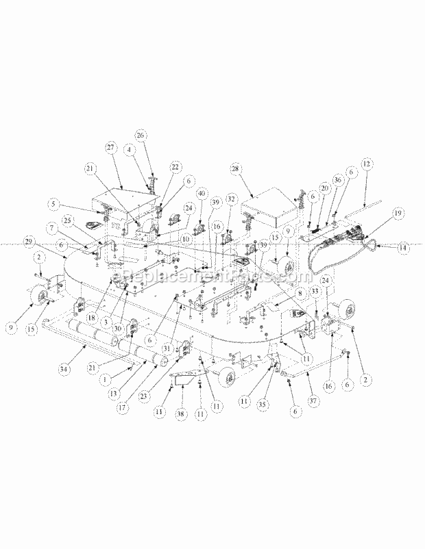 Fabricated Cutter Deck Diagram and Parts List for M72-GN33 53AB5FJZ750 Cub Cadet Sprayer